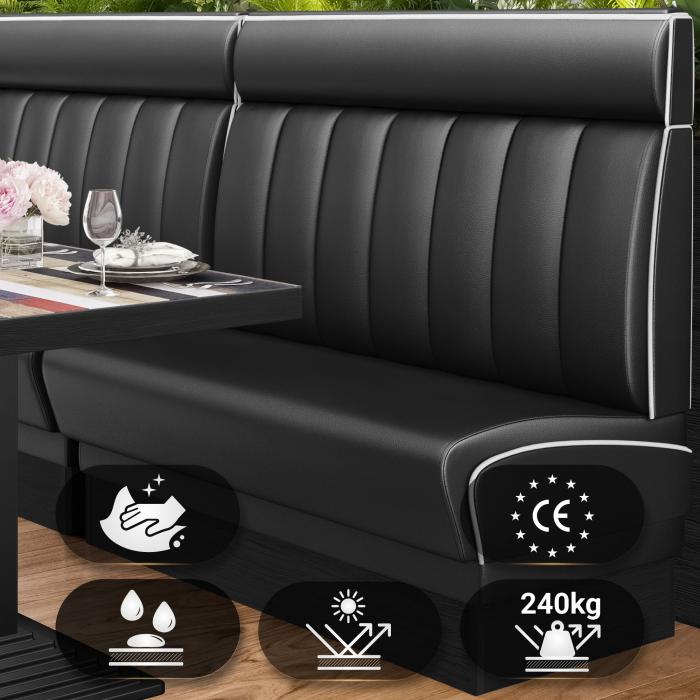 DINER 2 | American Diner Bench | W:H 140 x 123 cm | Striped | Black | Leather