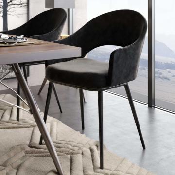 DIANA | Upholstered Dining Chair | Velvet | Black