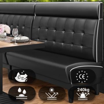 DINER 1 | American Diner Bench | W:H 160 x 123 cm | Chesterfield NO Button | Black | Leather