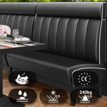DINER 1 | American Diner Bench | W:H 100 x 123 cm | Striped | Black | Leather