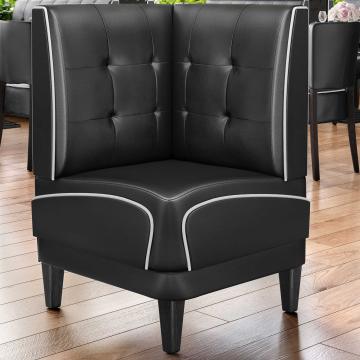 DINER 1 | Diner Corner Booth | W:H 64 x 103 cm | Chesterfield NO Button | Black | Leather
