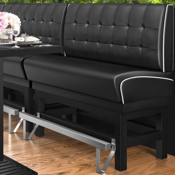DINER 1 | Counter Height Banquette Bench | W:H 200 x 133 cm | Chesterfield NO Button | Black | Leather