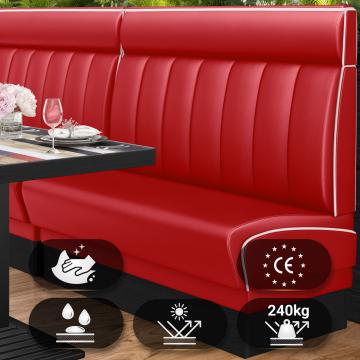 DINER 2 | American Diner Bench | W:H 200 x 123 cm | Striped | Red | Leather