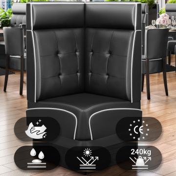 DINER 2 | Diner Corner Booth | W:H 64 x 123 cm | Chesterfield NO Button | Black | Leather