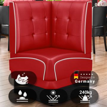 DINER 2 | Diner Corner Booth | W:H 64 x 103 cm | Chesterfield NO Button | Red | Leather