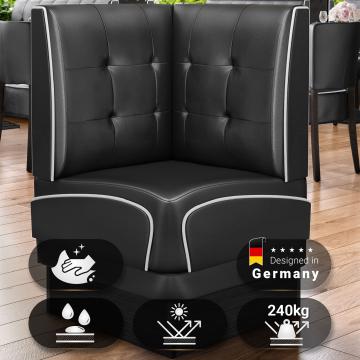 DINER 2 | Diner Corner Booth | W:H 64 x 103 cm | Chesterfield NO Button | Black | Leather