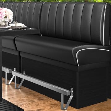 DINER 2 | Counter Height Banquette Bench | W:H 180 x 133 cm | Striped | Black | Leather