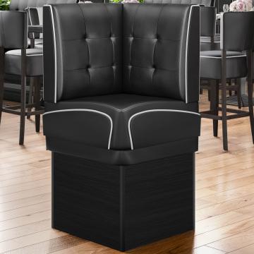 DINER 2 | Diner Corner Booth | W:H 64 x 133 cm | Chesterfield NO Button | Black | Leather