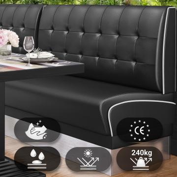 DINER 3 | American Diner Bench | W:H 200 x 103 cm | Chesterfield NO Button | Black | Leather
