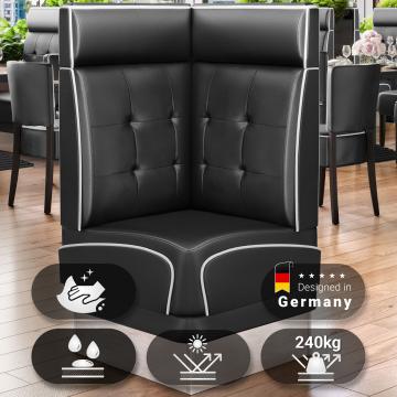 DINER 3 | Diner Corner Booth | W:H 64 x 123 cm | Chesterfield NO Button | Black | Leather