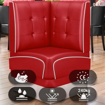 DINER 3 | Diner Corner Booth | W:H 64 x 103 cm | Chesterfield NO Button | Red | Leather