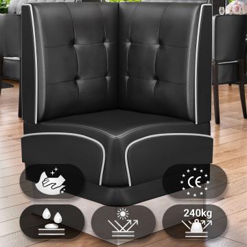 DINER 3 | Diner Corner Booth | W:H 64 x 103 cm | Chesterfield NO Button | Black | Leather