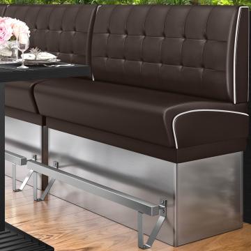 DINER 3 | Counter Height Banquette Bench | W:H 200 x 133 cm | Chesterfield NO Button | Brown | Leather
