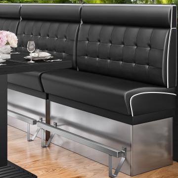 DINER 3 | Counter Height Banquette Bench | W:H 100 x 153 cm | Chesterfield NO Button | Black | Leather