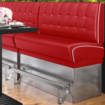 DINER 3 | Counter Height Banquette Bench | W:H 100 x 133 cm | Chesterfield NO Button | Red | Leather