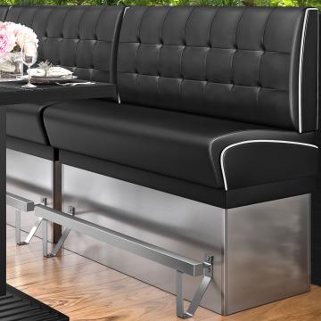 DINER 3 | Counter Height Banquette Bench | W:H 120 x 133 cm | Chesterfield NO Button | Black | Leather