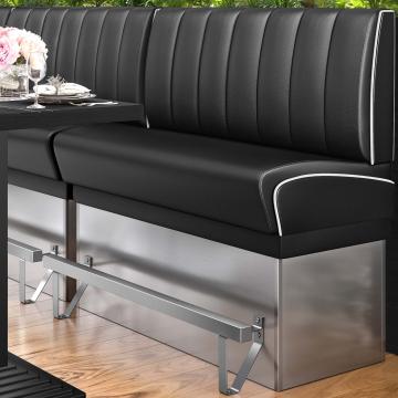 DINER 3 | Counter Height Banquette Bench | W:H 160 x 133 cm | Striped | Black | Leather