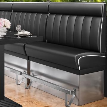 DINER 3 | Counter Height Banquette Bench | W:H 120 x 153 cm | Striped | Black | Leather