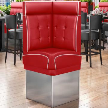DINER 3 | Diner Hoekbank | B:H 64 x 153 cm | Chesterfield NO Button | Rood | Leer
