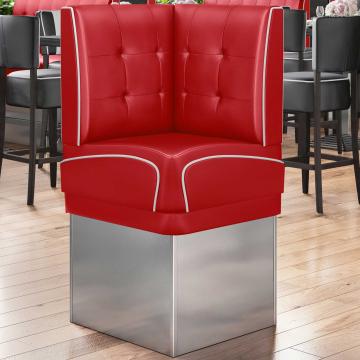 DINER 3 | Diner Hoekbank | B:H 64 x 133 cm | Chesterfield NO Button | Rood | Leer