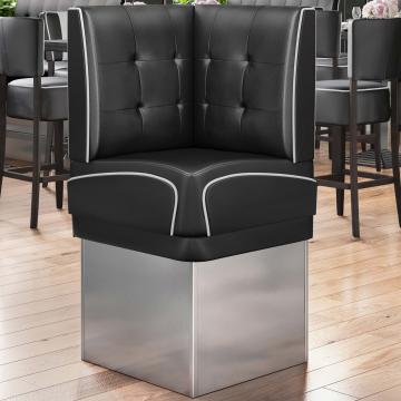 DINER 3 | Diner Corner Booth | W:H 64 x 153 cm | Chesterfield NO Button | Black | Leather