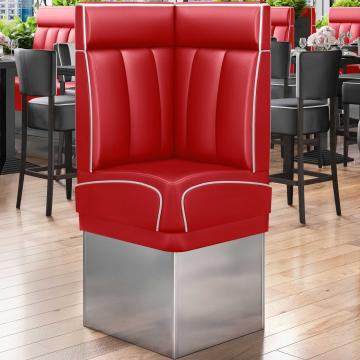 DINER 3 | Diner Corner Booth | W:H 64 x 153 cm | Striped | Red | Leather
