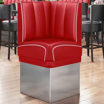 DINER 3 | Diner Corner Booth | W:H 64 x 133 cm | Striped | Red | Leather