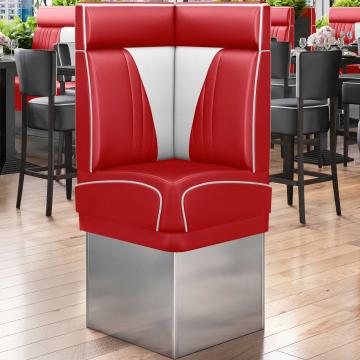 DINER VEGAS 3 | Restaurantsofa hjørne i Amerikansk diner stil | B:H 64 x 153 cm | V quilting | rød | lær