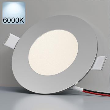 EMPIRE | Panel LED empotrado | Plata / Ø85mm | 3W / 6000K | Blanco frío | Redondo
