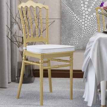 ESTELA | Hochzeitsstuhl | Gold | Kunststoff | Stapelbar | + Sitzkissen