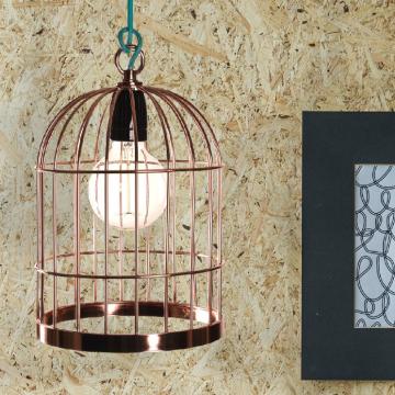 Lampa wisząca klatka dla ptaków Ø160mm | Design | Retro | Shabby | Vintage | Miedź | Alu