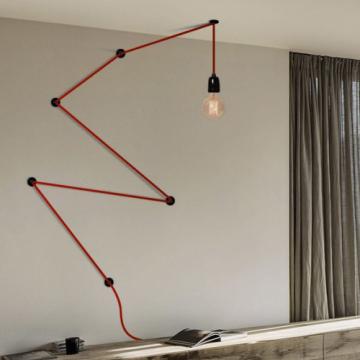 Żarówka lampa wisząca design | retro | czerwona | aluminiowa