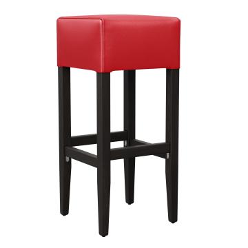 FRANCESCO | Upholstered Bar Stool | Leather | Wood | Red | without backrest