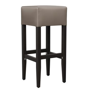 FRANCESCO | Upholstered Bar Stool | Leather | Wood | Taupe/Grey/Brown | without backrest
