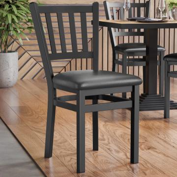 GIOVANNI STEEL | Wooden Restaurant Chair | Black | Leather