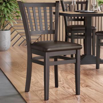 GIOVANNI | Wooden Restaurant Chair | Dark brown | Leather