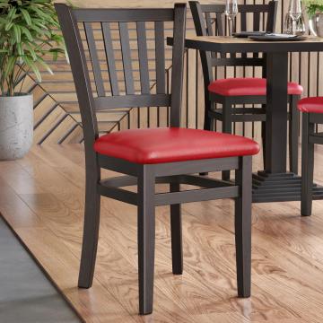 GIOVANNI | Wooden Restaurant Chair | Red | Leather