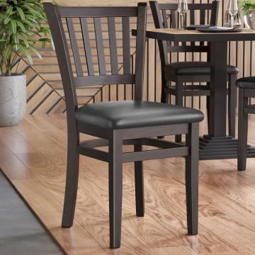 GIOVANNI | Wooden Restaurant Chair | Black | Leather