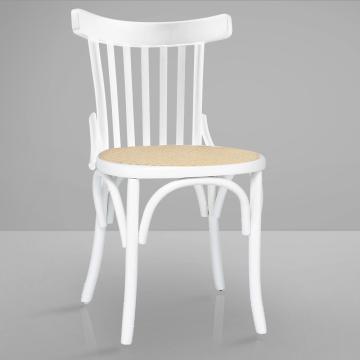 GRANADA | Chaise bistrot en bois courbé | Blanc | Bois cintré | Tressage naturel