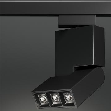 HAMILTON | LED proyector de carril | Negro | 9W / 3000K | Blanco cálido | 3 fases