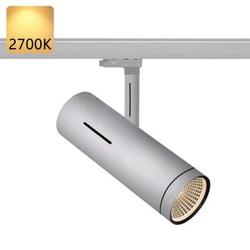 SYDNEY | LED proyector de carril | Gris claro | 10W / 2700K | Blanco cálido | 3 fases