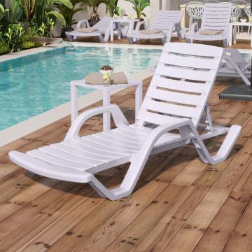 HAWAI | Sun lounger | Plastic | +arm | White | Stackable