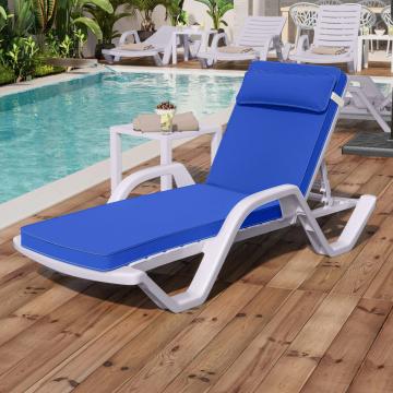 HAWAI | Sun lounger | Plastic | +Arm/ + Upholstery Blue | White | Stackable