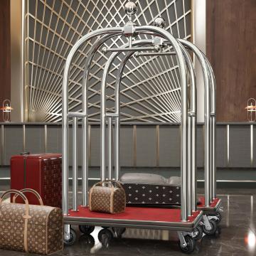 HILTON | Chariot à bagage pour hôtel | Chrome | max : 300kg