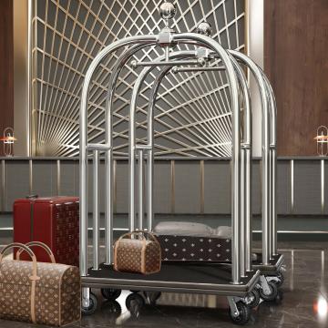HILTON | Chariot à bagage pour hôtel | Chrome | max: 300kg