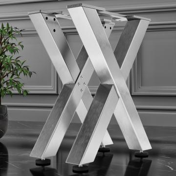 JUANA | Gambe a croce per tavoli | Acciaio inox | Piedi: 6x6cm | L40xH73cm
