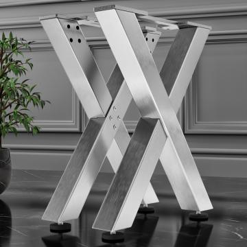 JUANA | X-formede bordben | Rustfrit stål | Fødder: 8x8cm | B40xH73cm