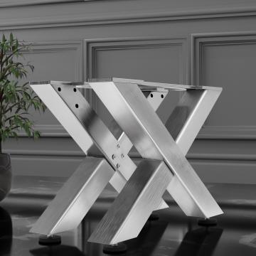 JUANA | Gambe a croce per tavoli | Acciaio inox | Piedi: 6x6cm | L58xH36cm