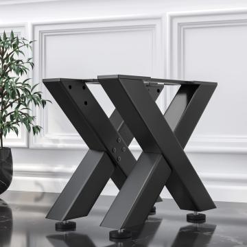 JUANA | Pieds de table en X | Noir | Pieds : 6x6cm | L68xH36cm