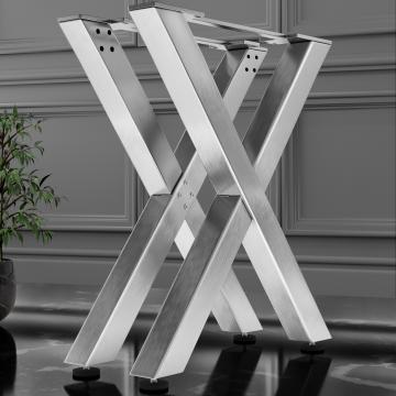JUANA | Pieds de table de bar en forme de X | Acier inoxydable | Pieds : 8x8cm | L58xH105cm
